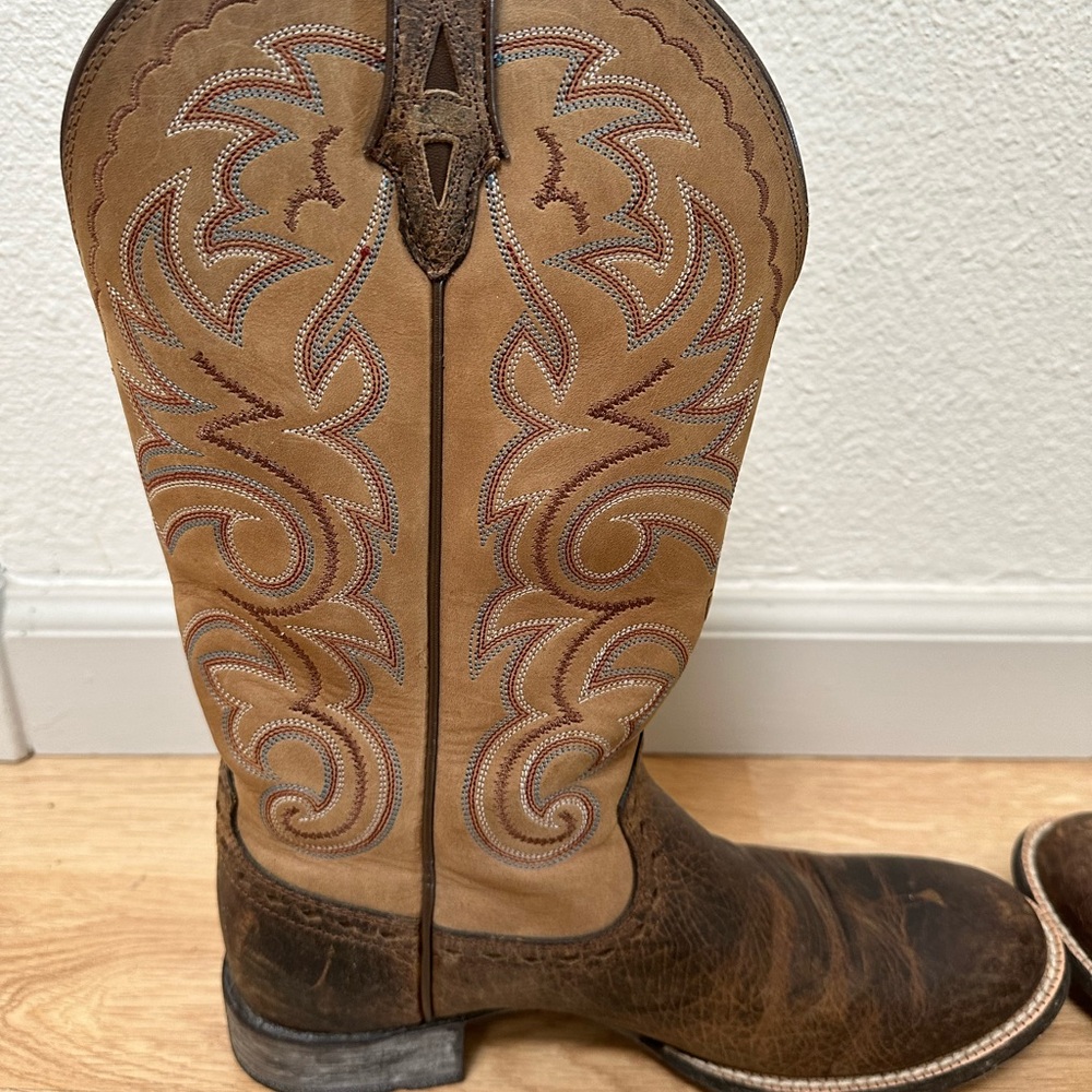 Ariat Tan and Brown Heeled Boots